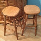 Vintage bar counter with natural wood stools