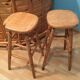 Vintage bar counter with natural wood stools