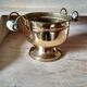 Small cauldron on foot with ceramic handles, vintage pot cover