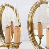 Pair of brass wall lights with mirror c. 1950