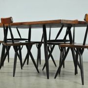 🟡 PIRKKA dining table chairs, Ilmari Tapiovaara, Laukaan Puu, Finland 1950