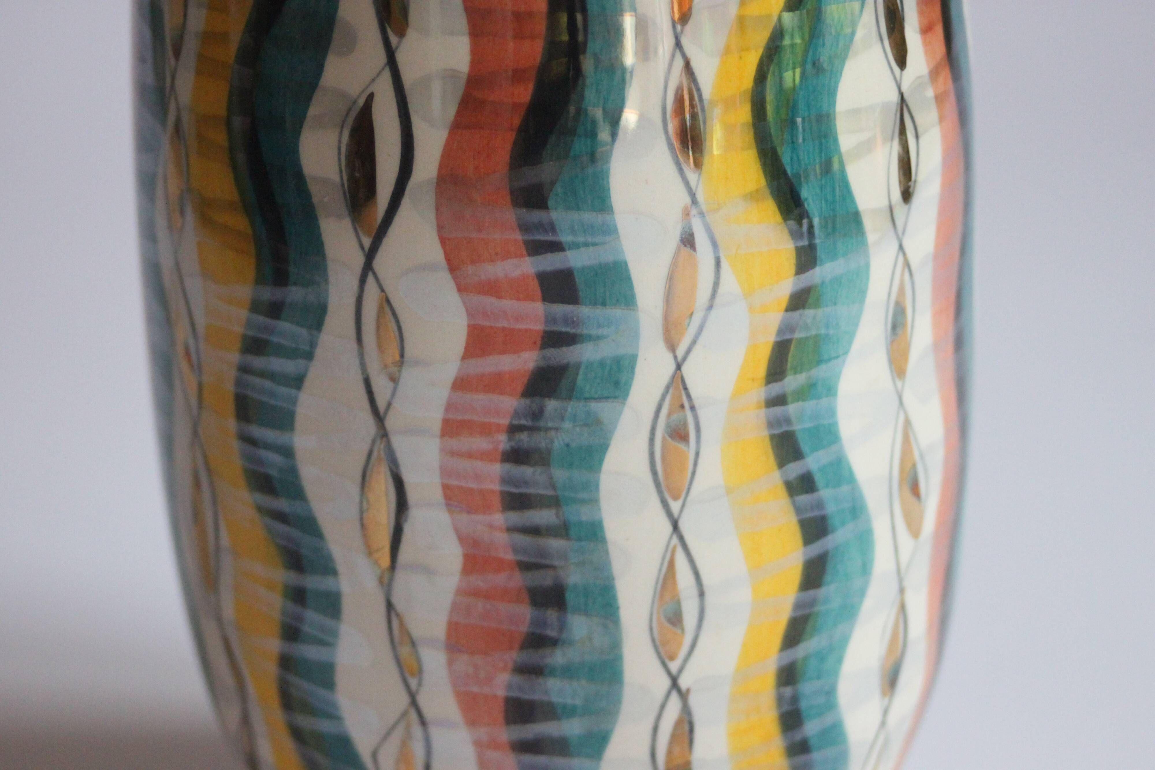 Colorful 1950s vase by Hubert Bequet, Belgium