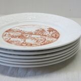 6 vintage white Augusty porcelain dinner plates in very good condition
