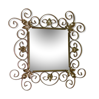 Miroir vintage en laiton - 24x24cm