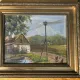 Vintage Farmhouse Landscape Oil Painting
