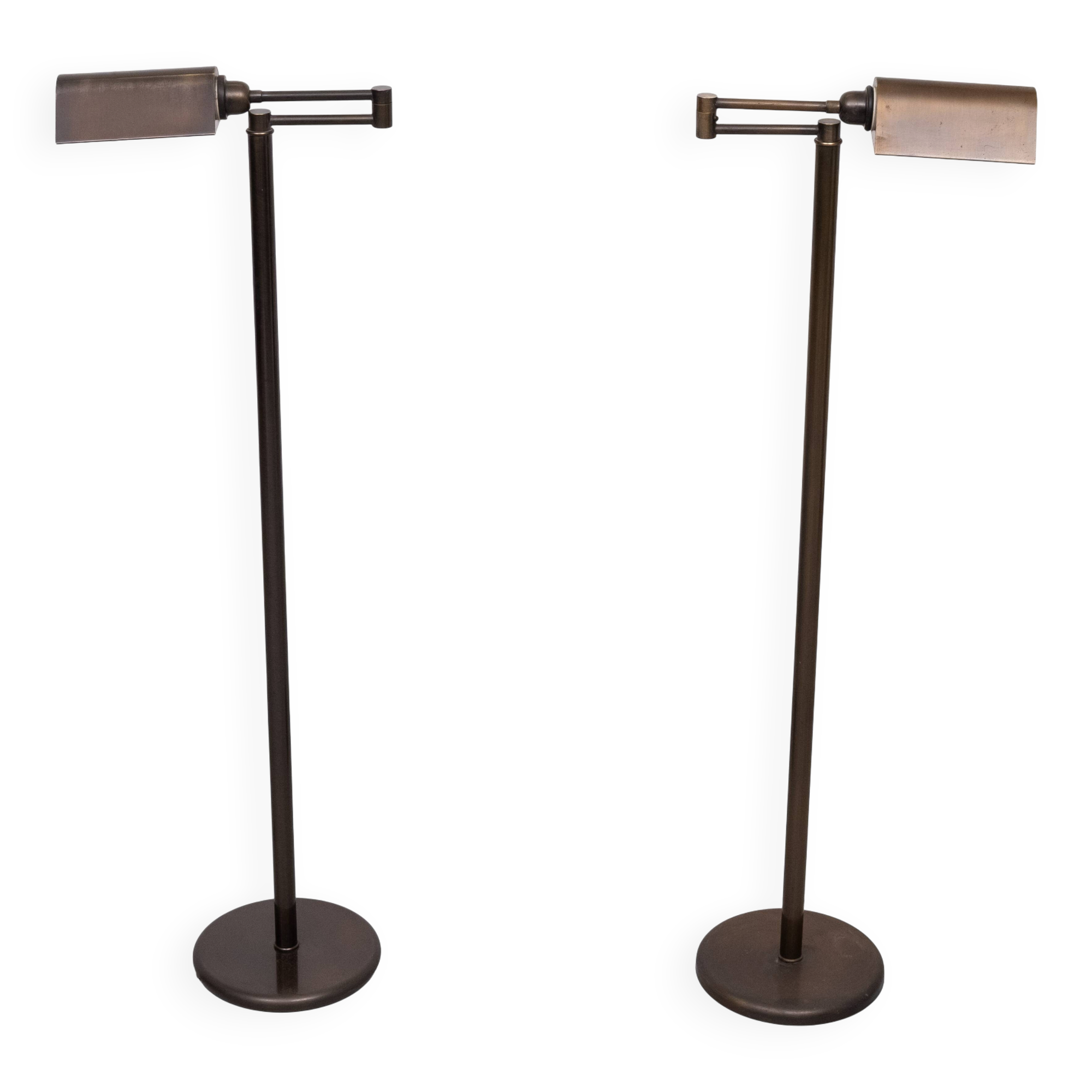 Pair Bronze Swing Arm Library Floor lamps 1970s Germany