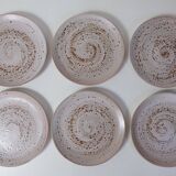 6 signed stoneware dinner plates