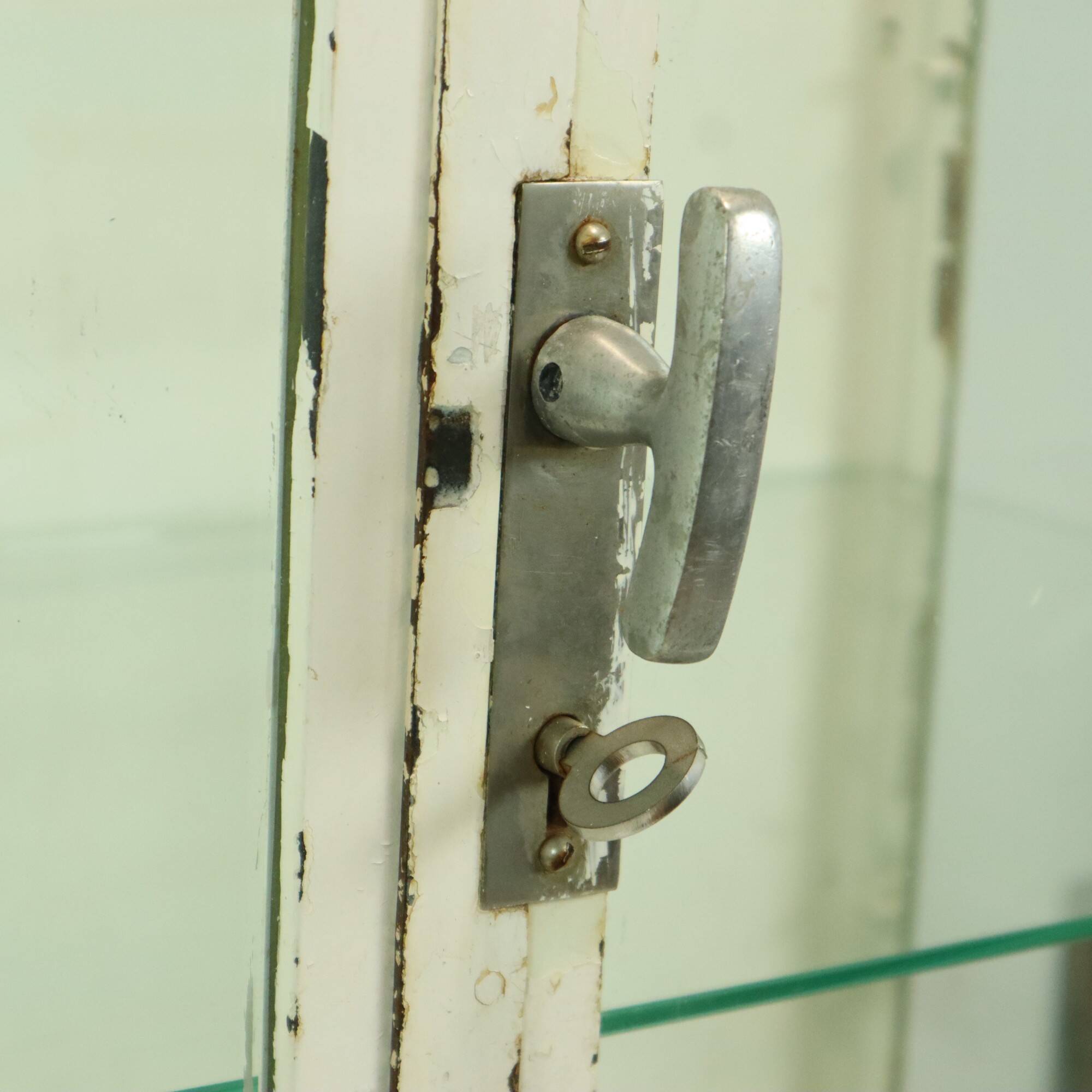 Old Metal Pharmacy Cabinet Medicine Cabinet Glass Industrial 1970s