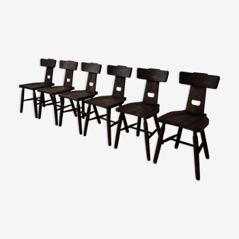 Ensemble de six chaises de salle à manger du milieu du siècle