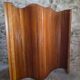 Large French folding screen in pine, room divider, 1950s, attributed to Baumann.
