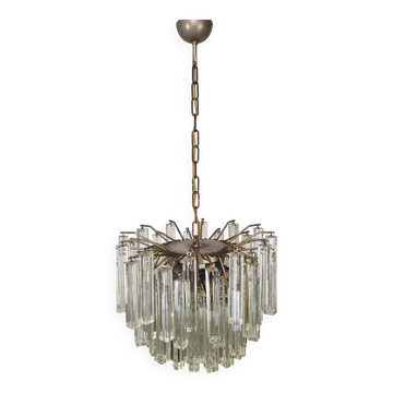 Chandelier en verre Murano Venini 85 prismes quadriedri soufflés à la main, années 1960.