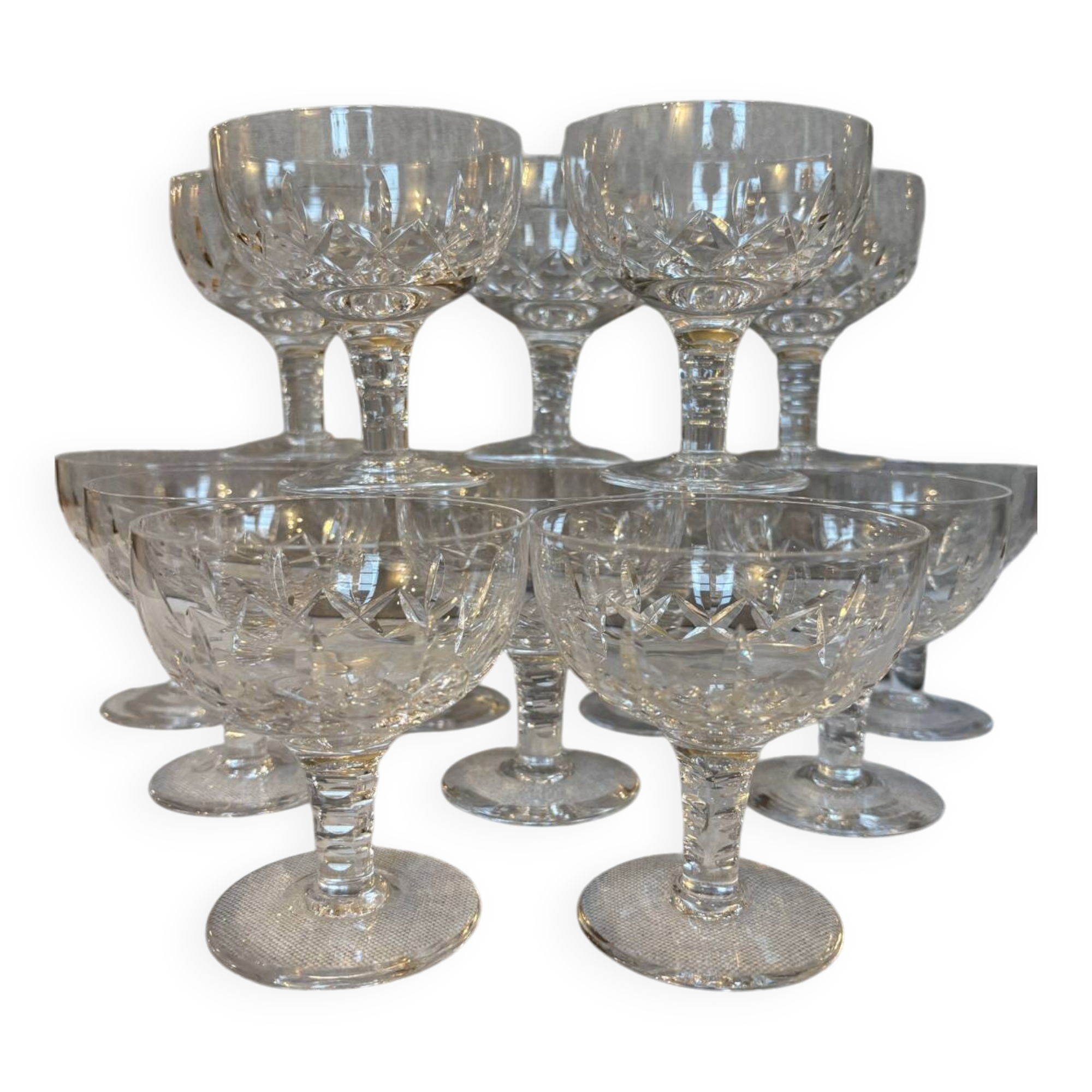 14 glasses of Stuart Crystal Carlingford champagne