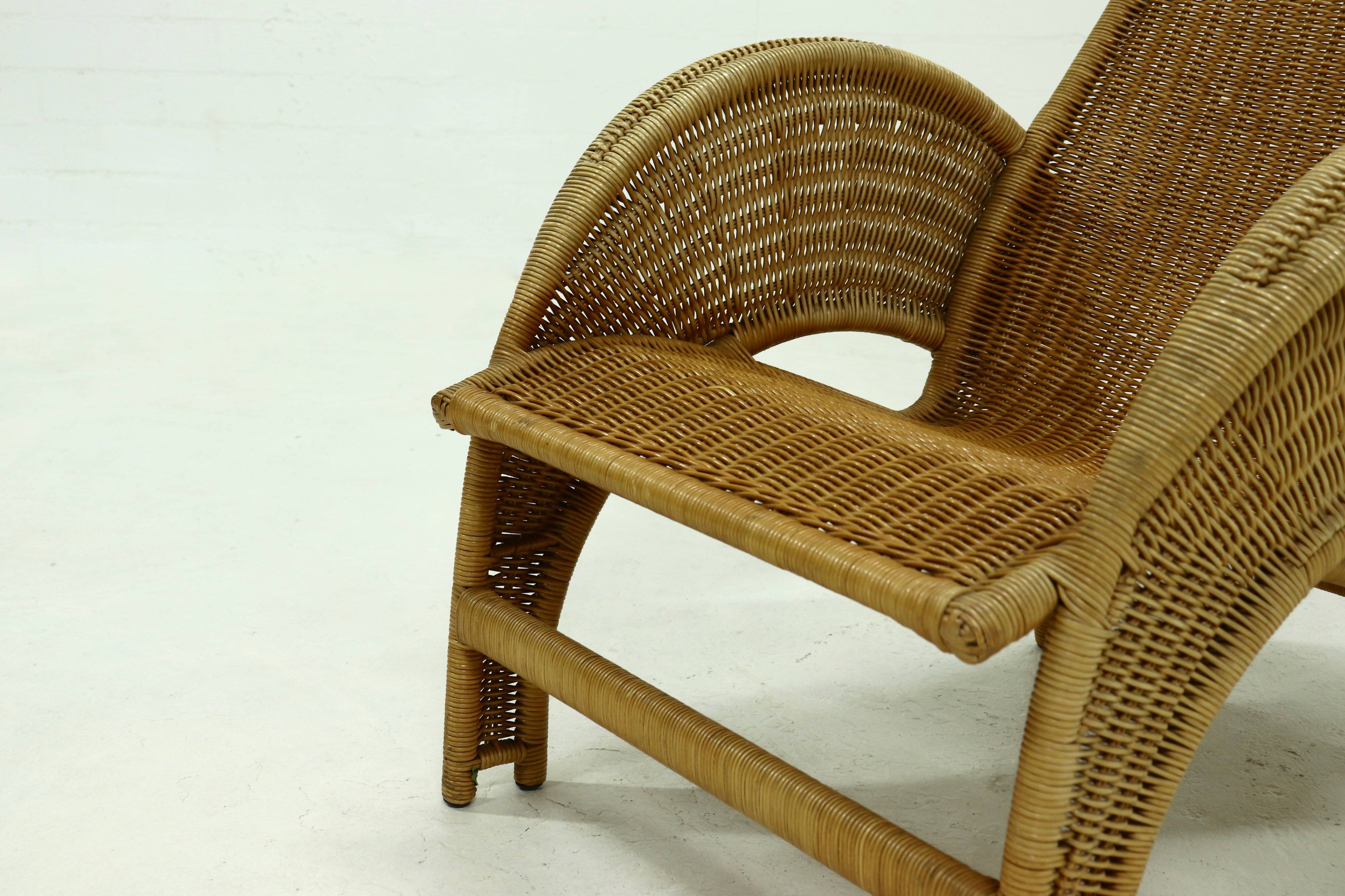 Mid Century Rattan Lounge Chair 1970s