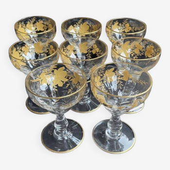 8 port glasses ½ blown golden Venetian crystal