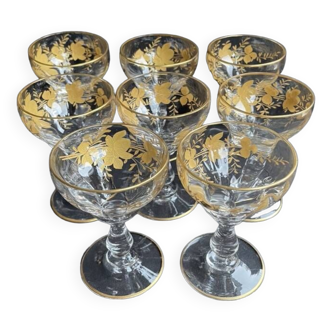 8 port glasses ½ blown golden Venetian crystal