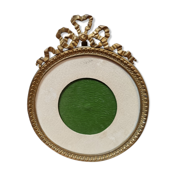 Cadre rond bronze doré Louis XVI