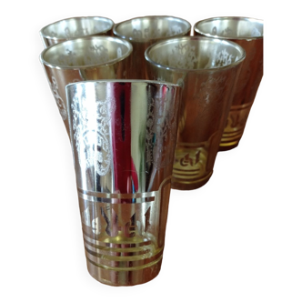 6 golden tea glasses