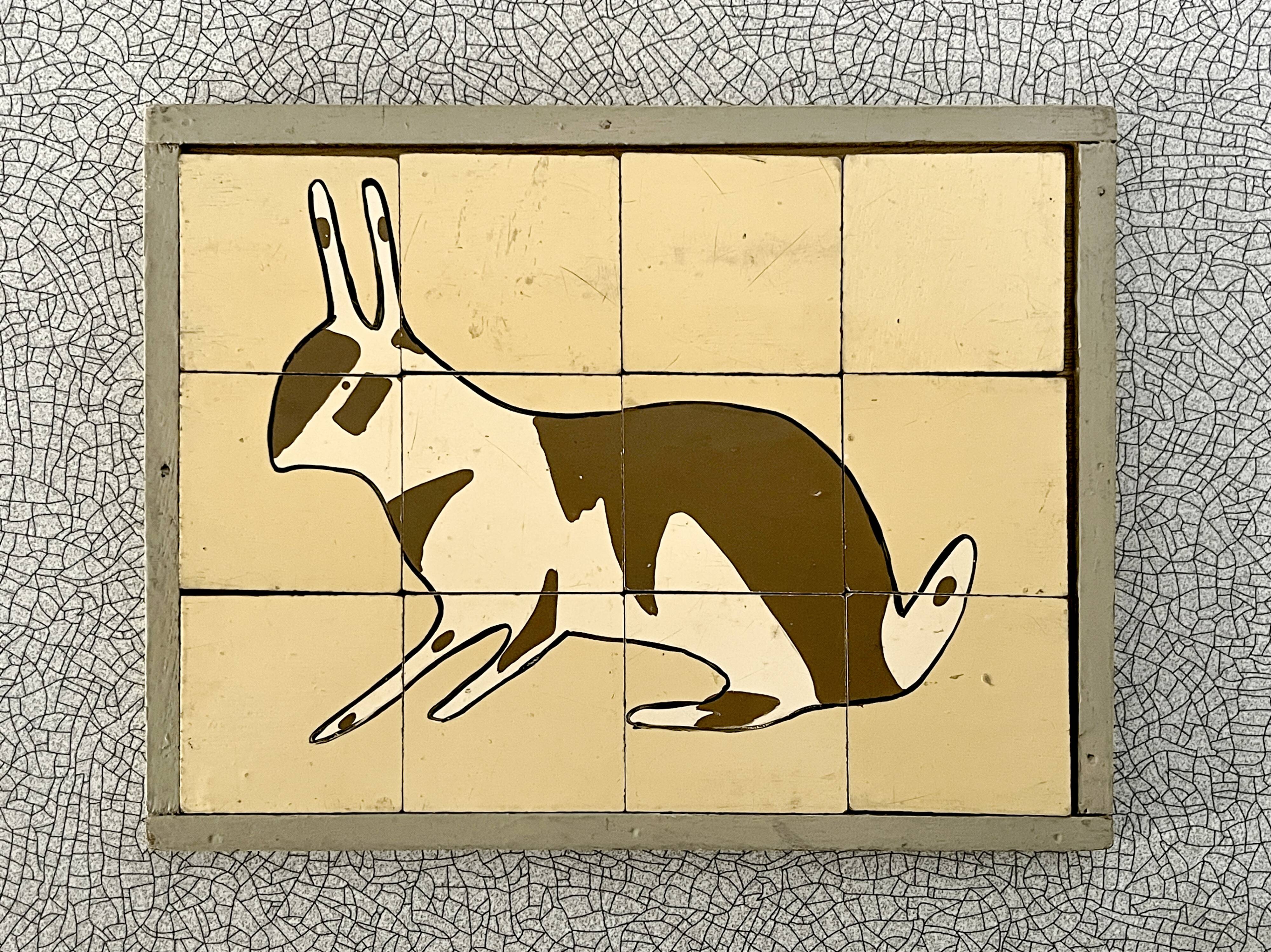 Wooden puzzle frame from the 1930s/40s depicting a rabbit