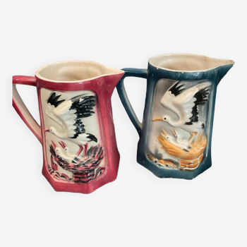 Set of stork pitchers