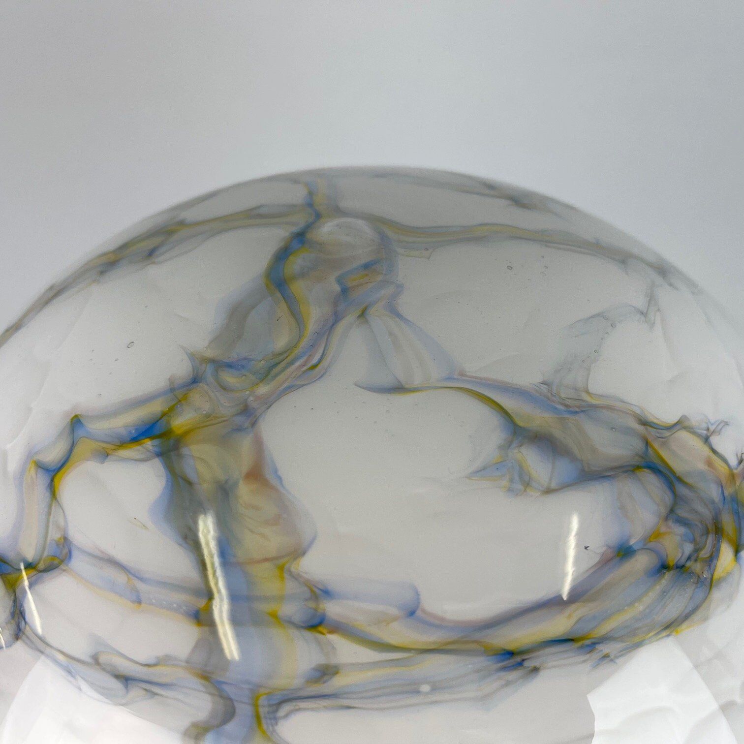 Lampe de table champignon en verre marbré vintage, années 1930