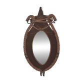 Vintage rope mirror, attributed to Adrien Audoux and Frida Minet, 1950s design.