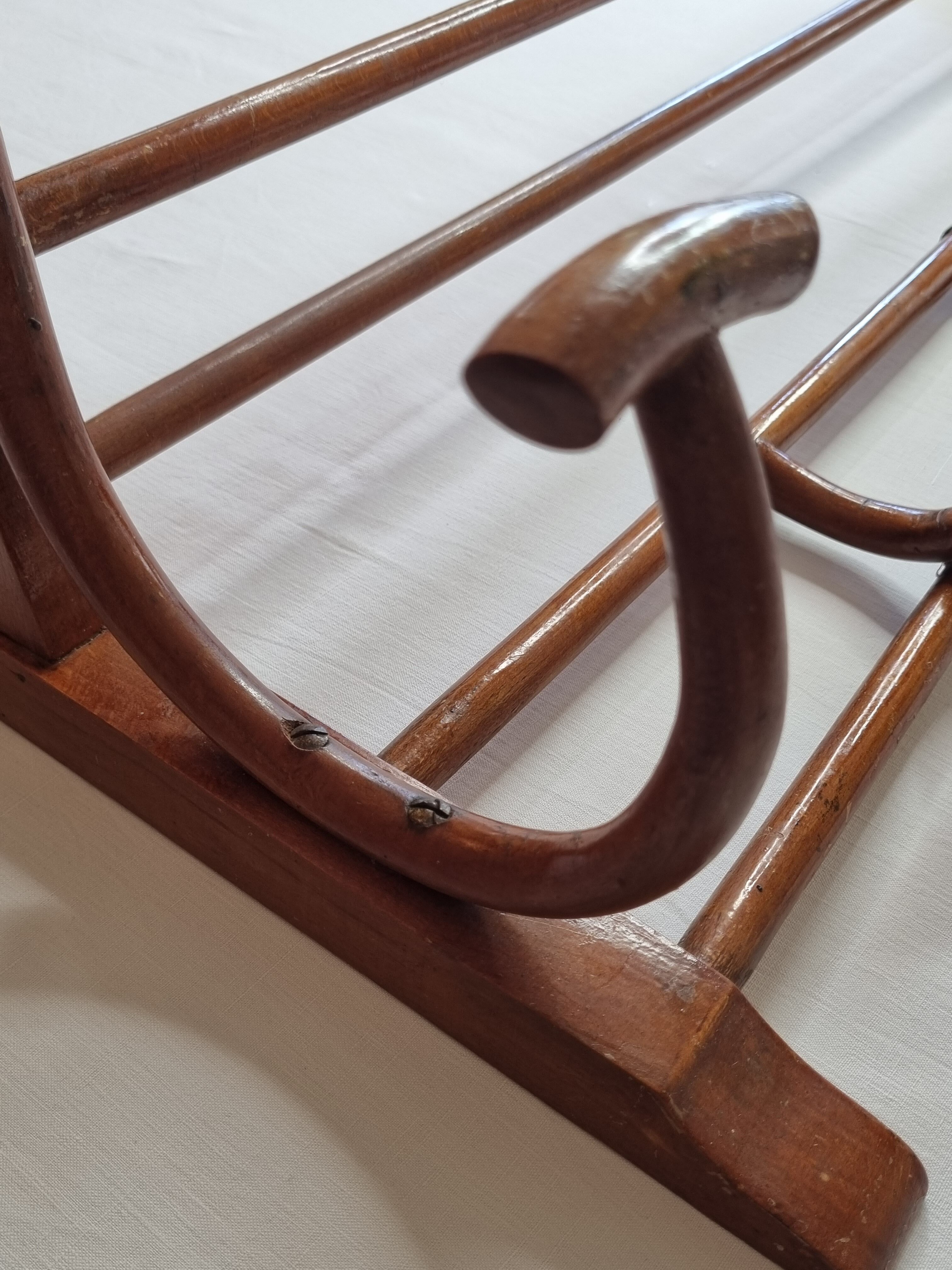Old wall rack in curved wood, 1900s era