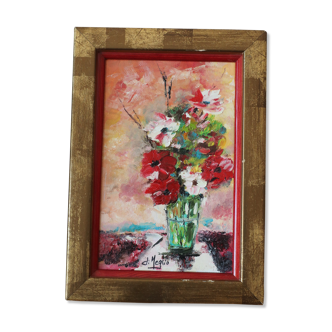 Huile sur toile bouquet de fleur