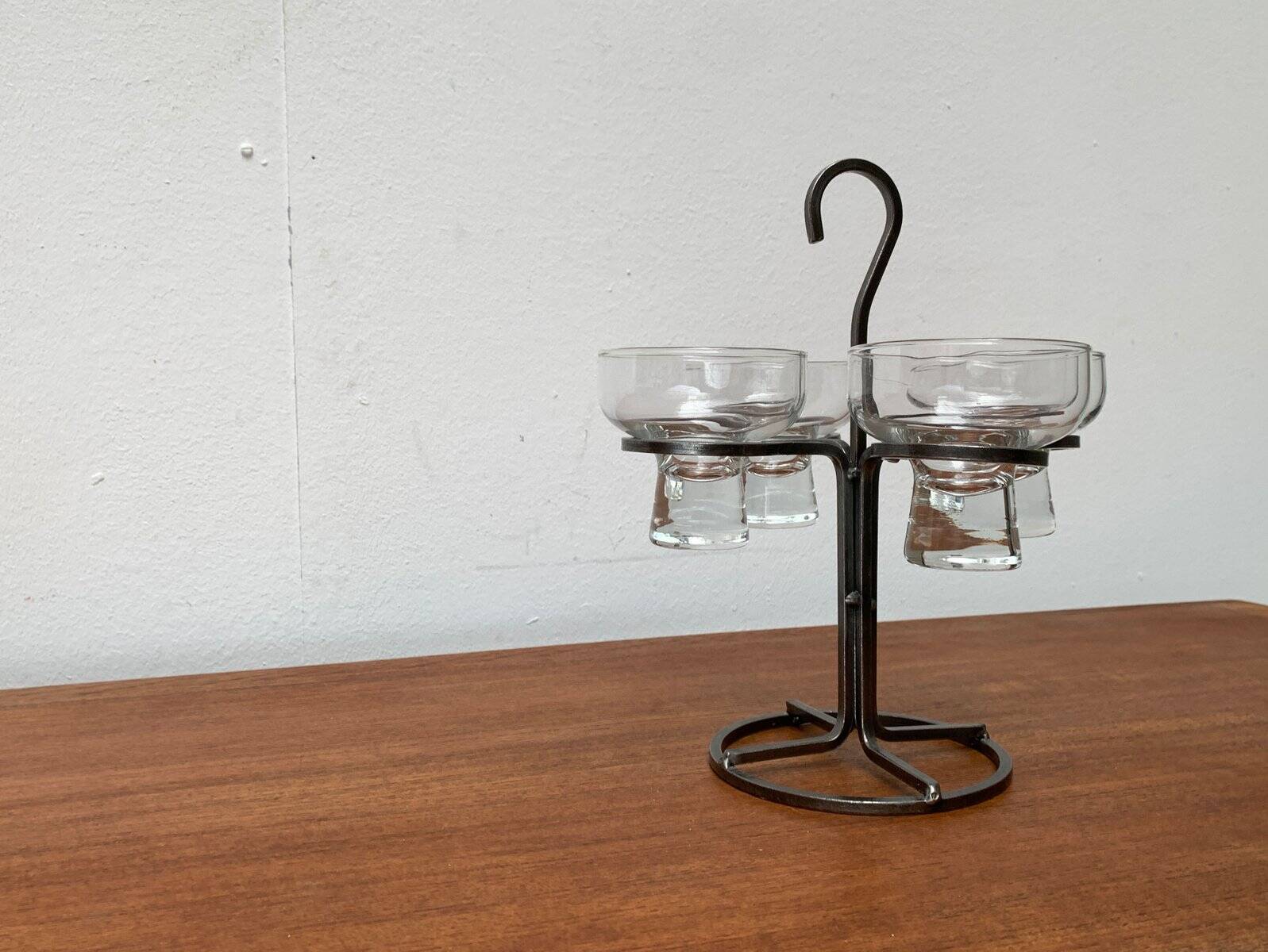 Danish metal and glass candlestick, 1960s