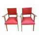 Paire de Fauteuils Bridge Vintage  Rouge & Bois années 50