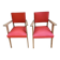 Paire de Fauteuils Bridge Vintage  Rouge & Bois années 50