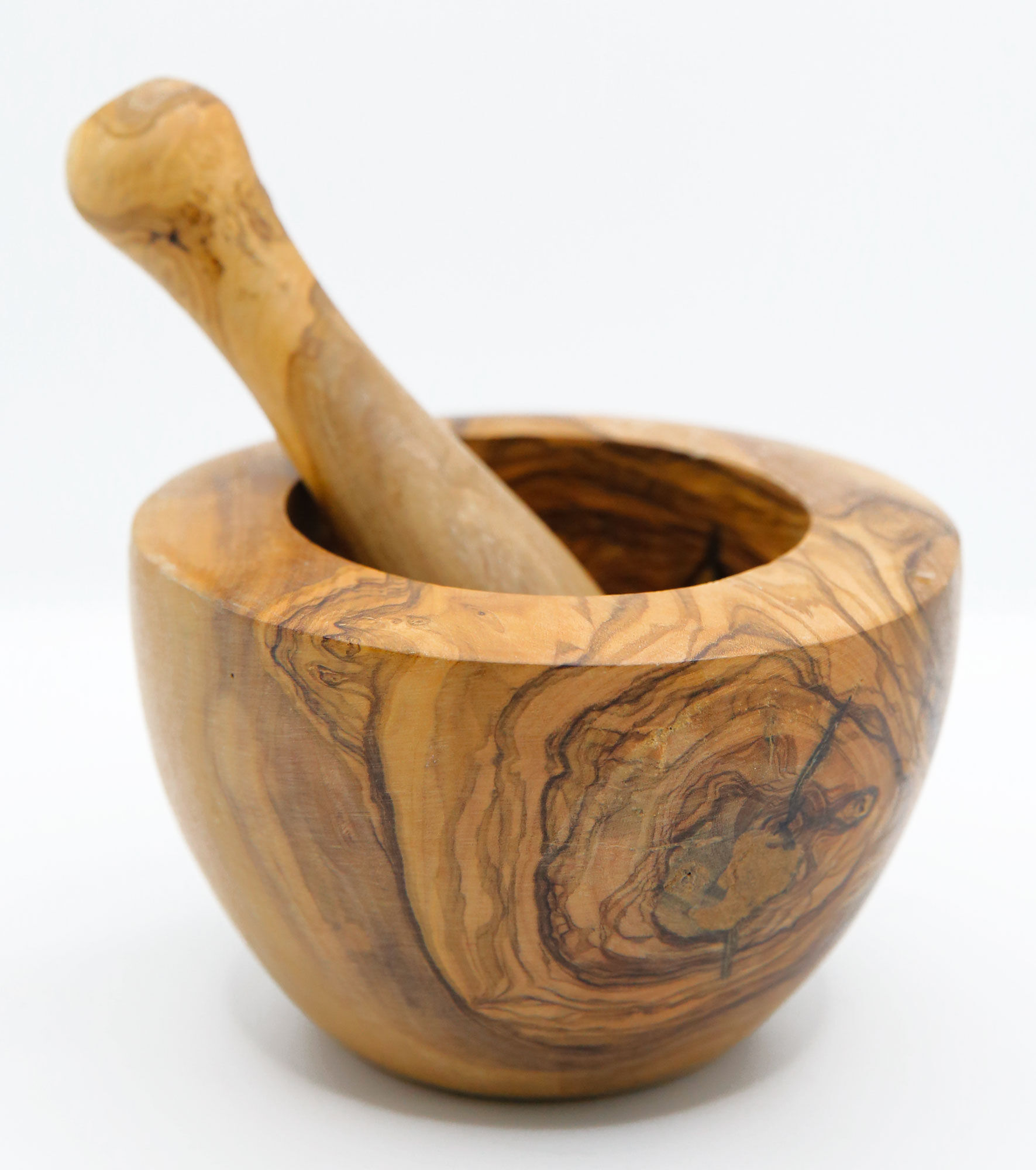 Mortier provençal et son pilon artisanaux en bois d'olivier