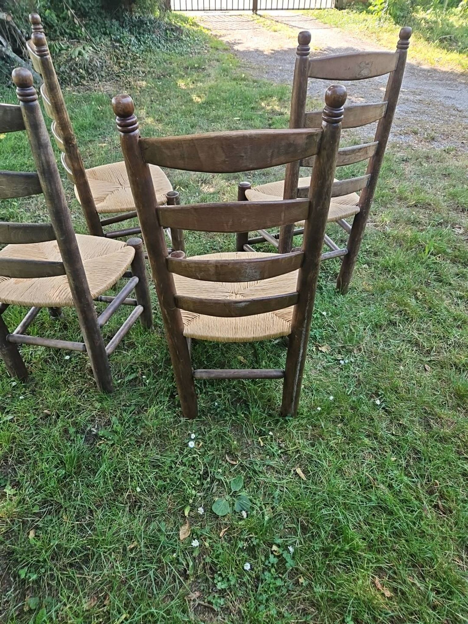 4 chaises Charles Dudouyt paillées design 40-50-60