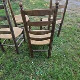 4 chaises Charles Dudouyt paillées design 40-50-60