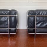 Pair of armchairs LC2 Perriand Jeanneret Le Cobusier Cassina edition