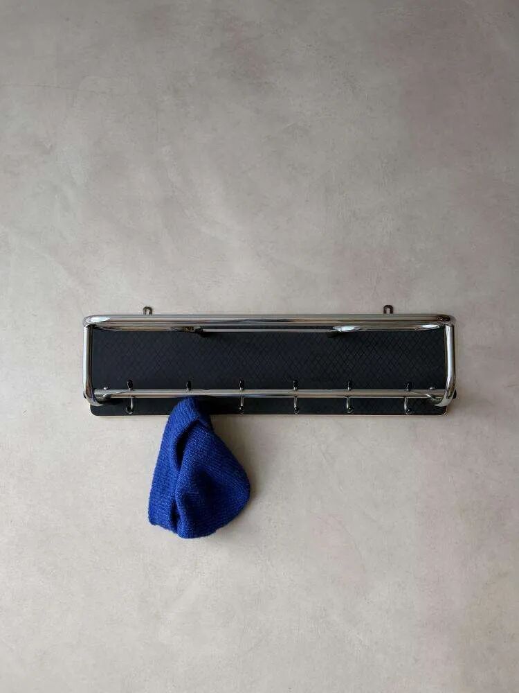 Vintage coat rack 1960s chrome black wall rack