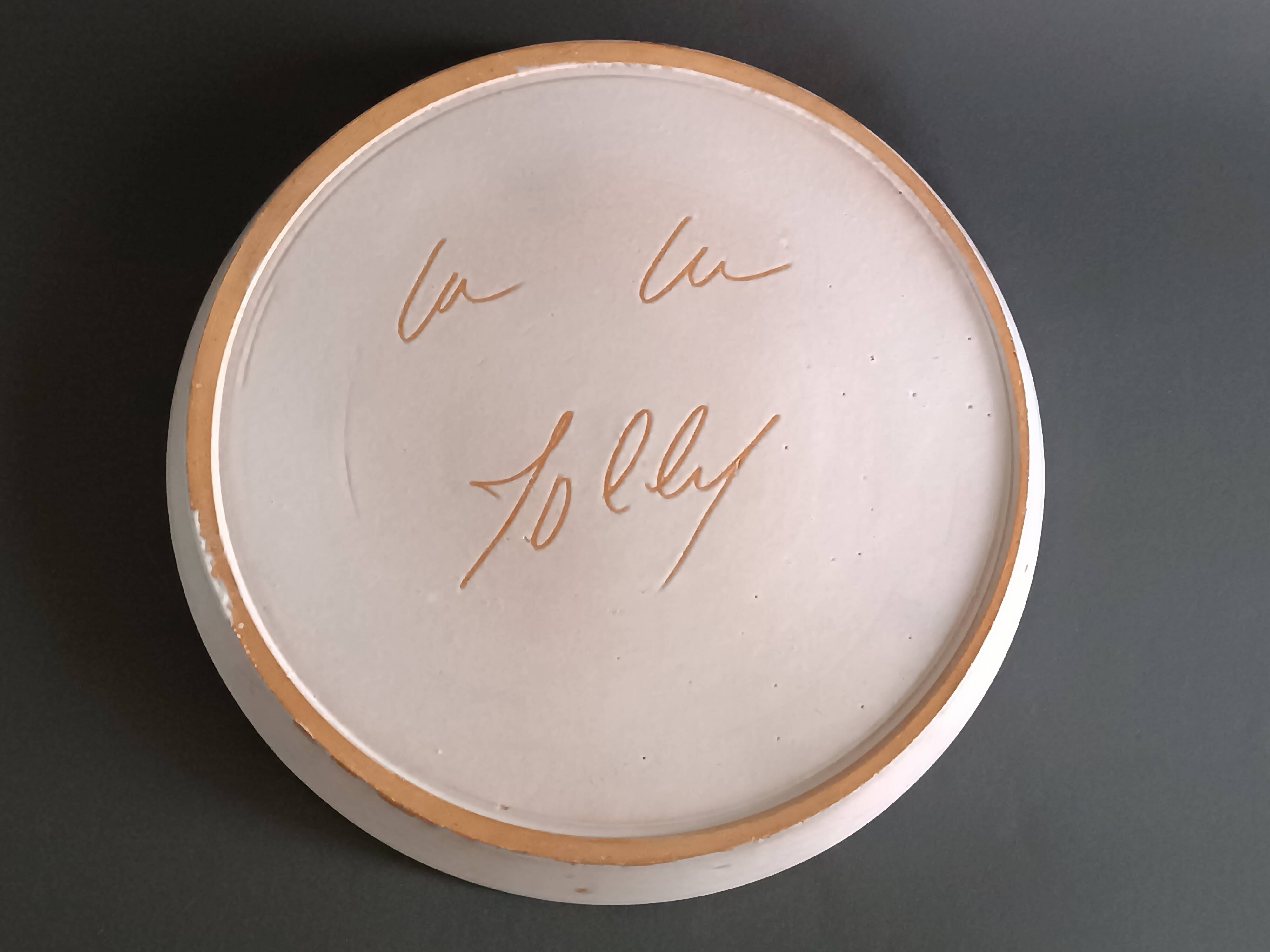 Ceramic plate with thistles by Marie-Madeleine Jolly 1950