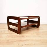 Coffee table in wood and smoked glass