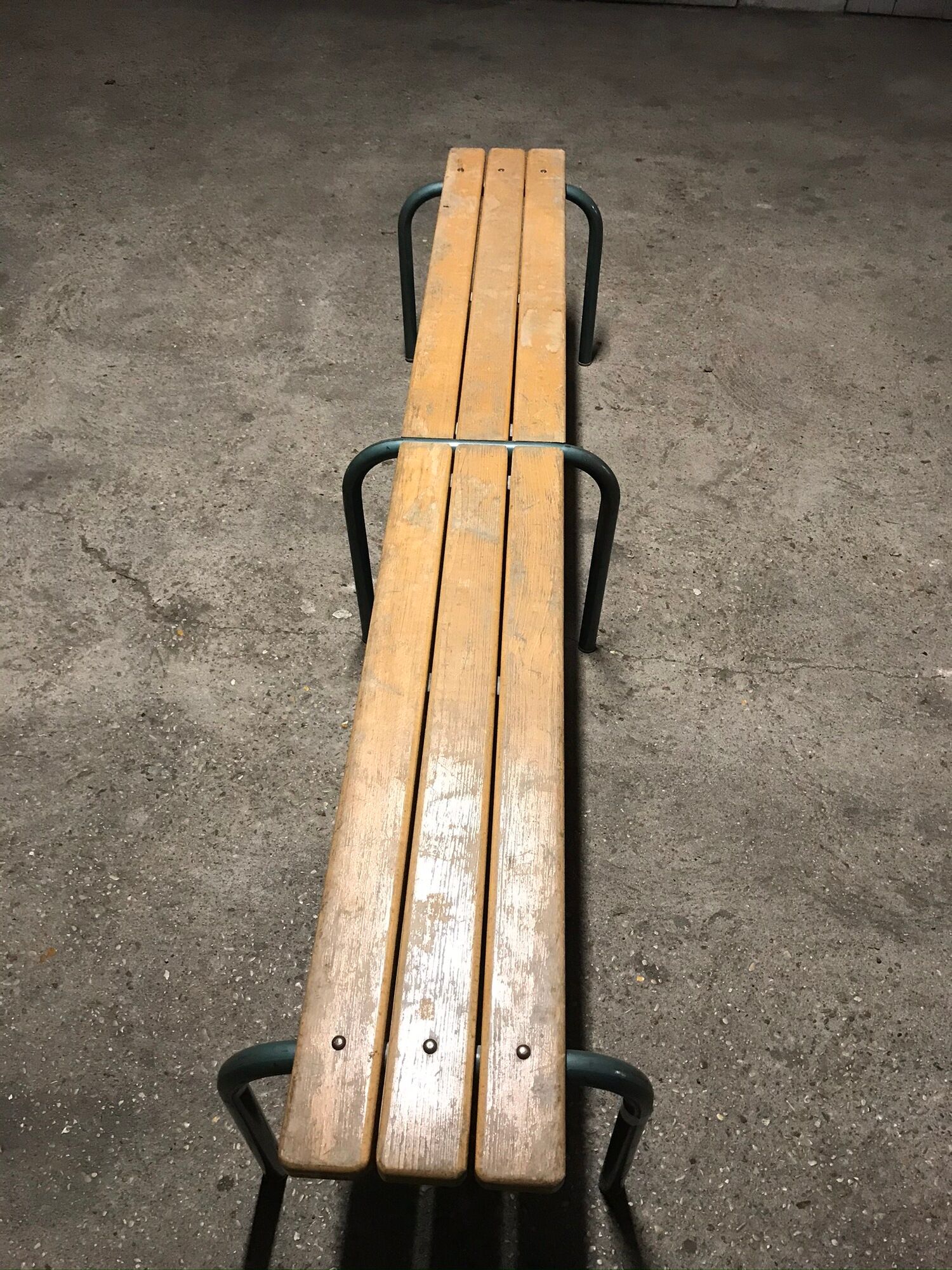 Vintage school bench Height 45 cm - wood and tubular metal structure