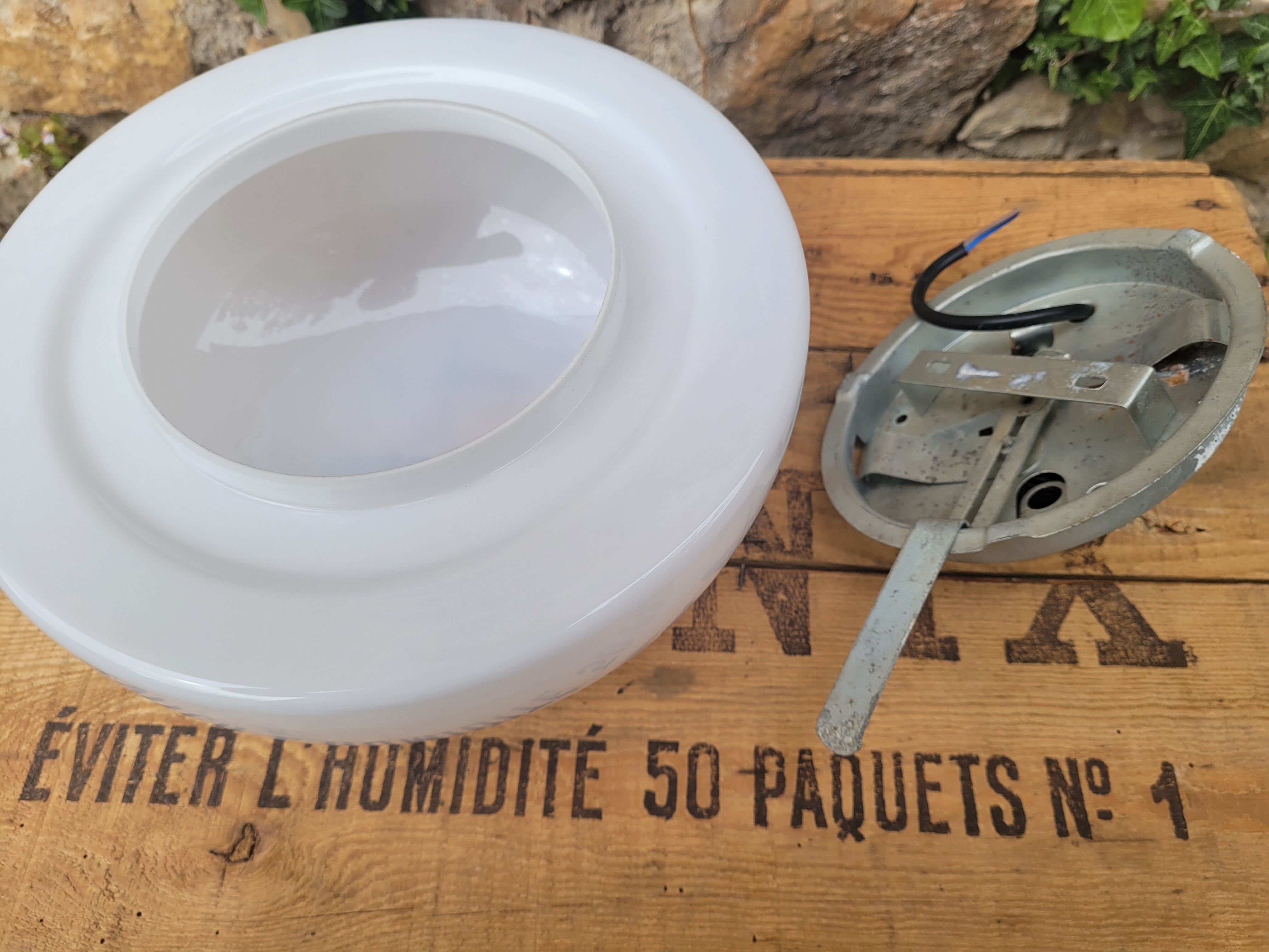 Half-globe opaline ceiling light