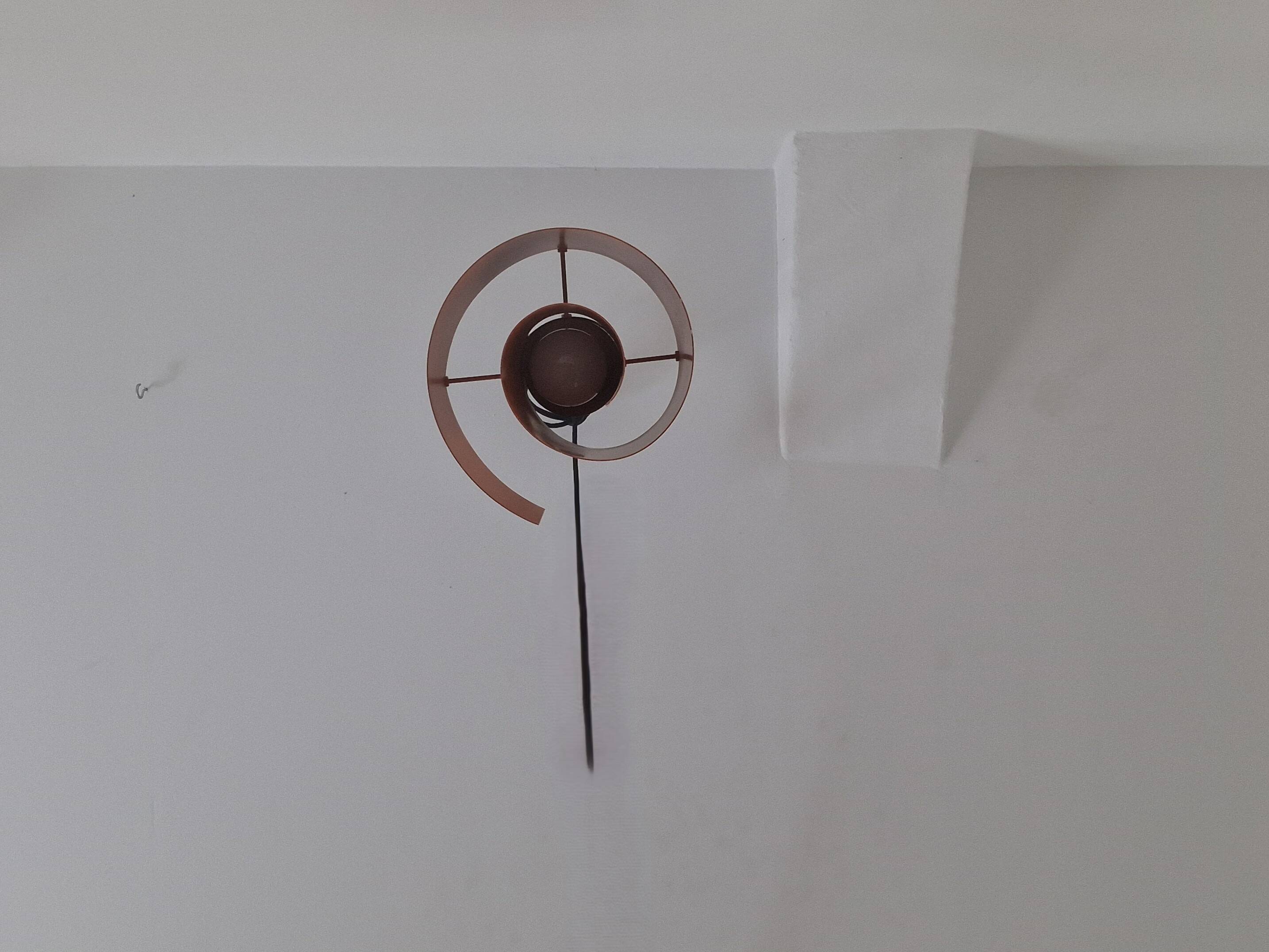 Light orange swirl shaped pendant or ceiling lamp by Simon P. Henningsen for Lyfa, Denmark 1960's