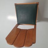 Lot de 4 chaises vintage bois dossier pétales bois assise vinyle vert