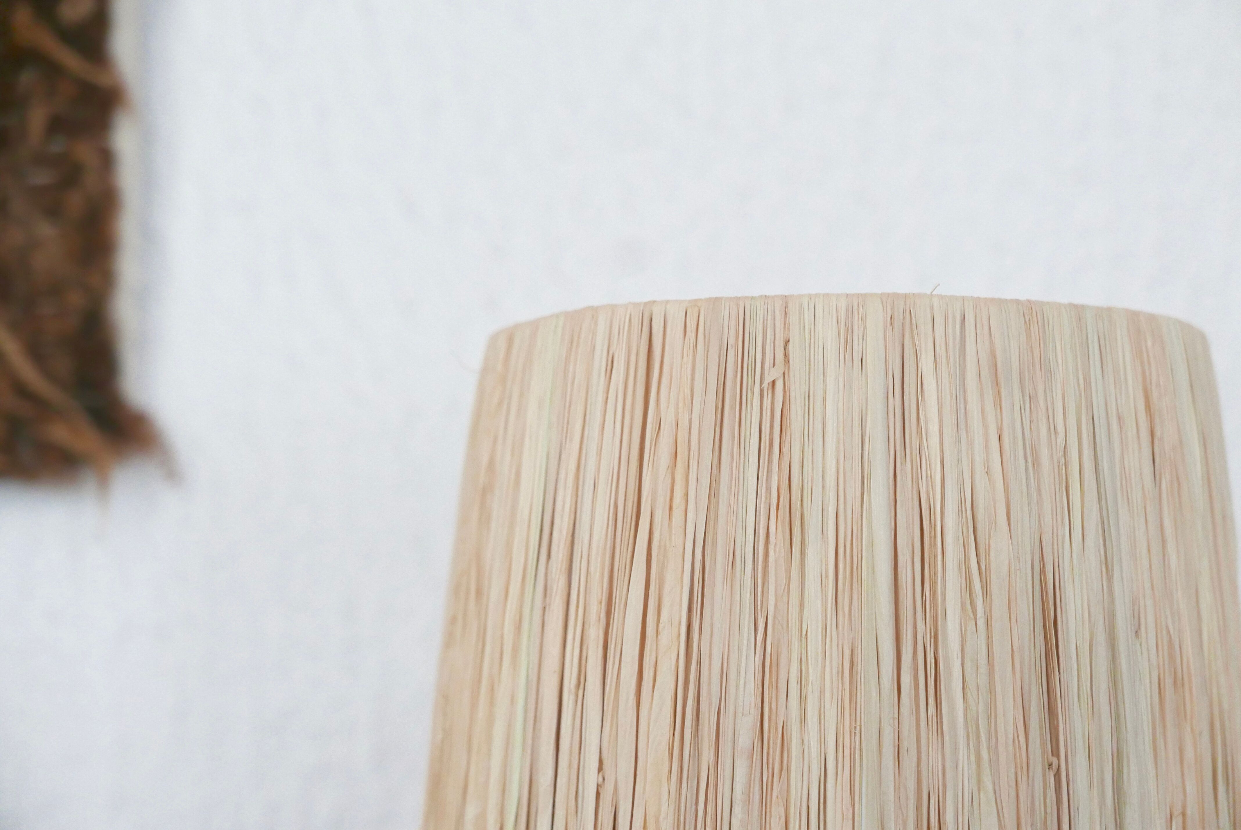 Borne sandstone lamp, raffia lampshade, 1960s