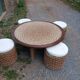 Vintage coffee table + 4 poufs