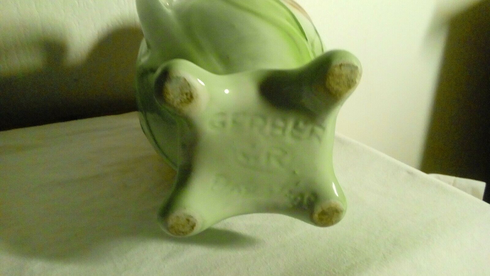 Vase in decor barbotine with tulips gerber France