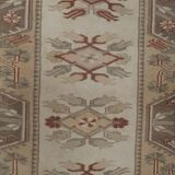 1970s Vıntage Turkish Oushak Handmade Wool Runner Rug 3'3'' x 9'3''