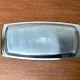 Danish stainless steel and teak plateau from the mid-century of Lundtofte, Denmark, 1960s.