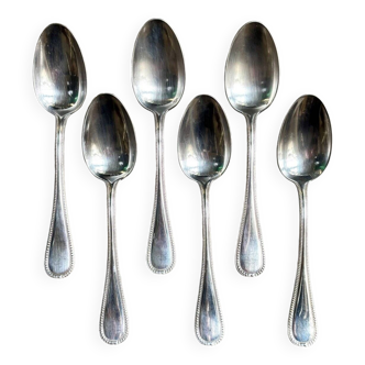 6 Ercuis silver-plated metal soup spoons with pearl decoration