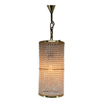 Lustre en laiton et crytal des années 1960 par Preciosa Glassworks, Tchécoslovaquie