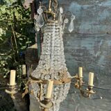 Bronze and crystal hot air balloon chandelier