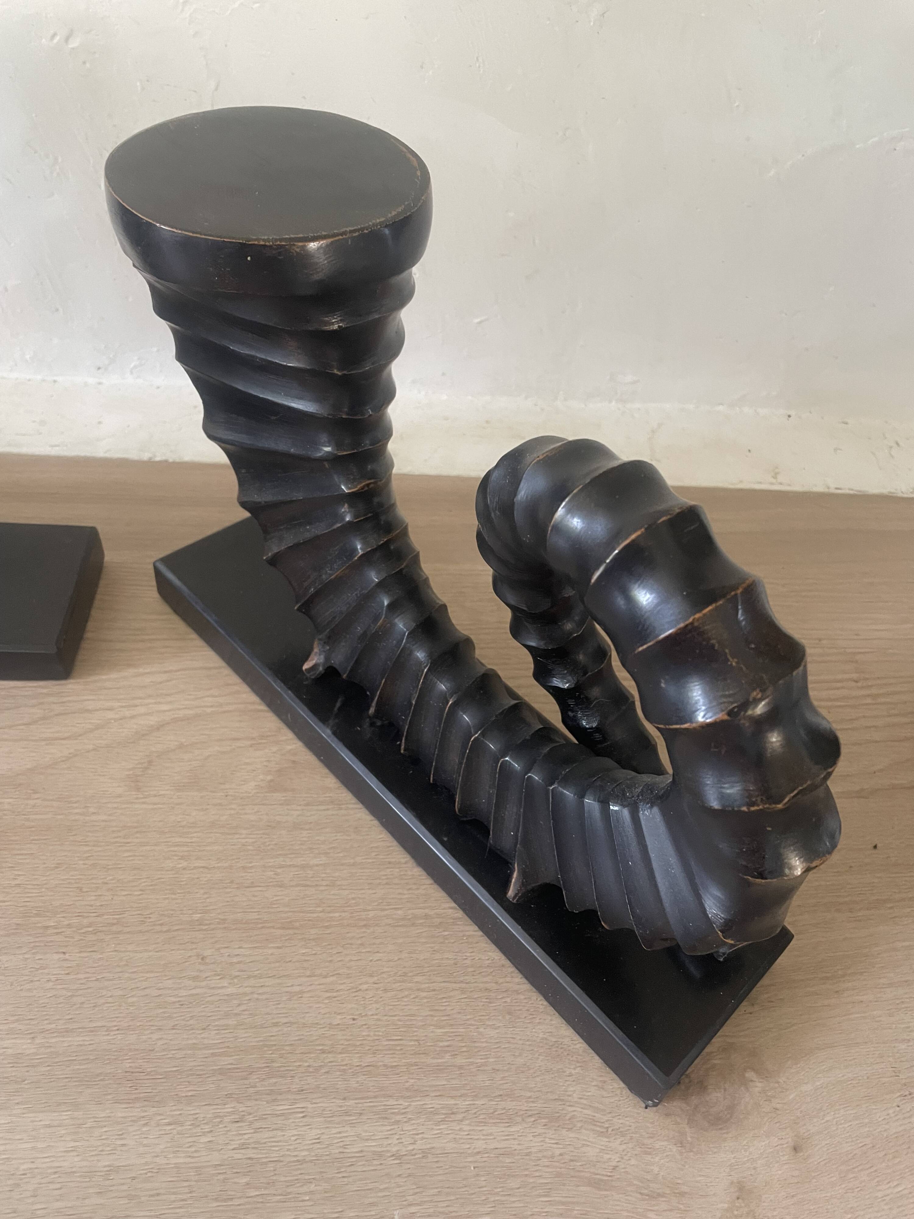 vintage sculptural bookends, ram's horns